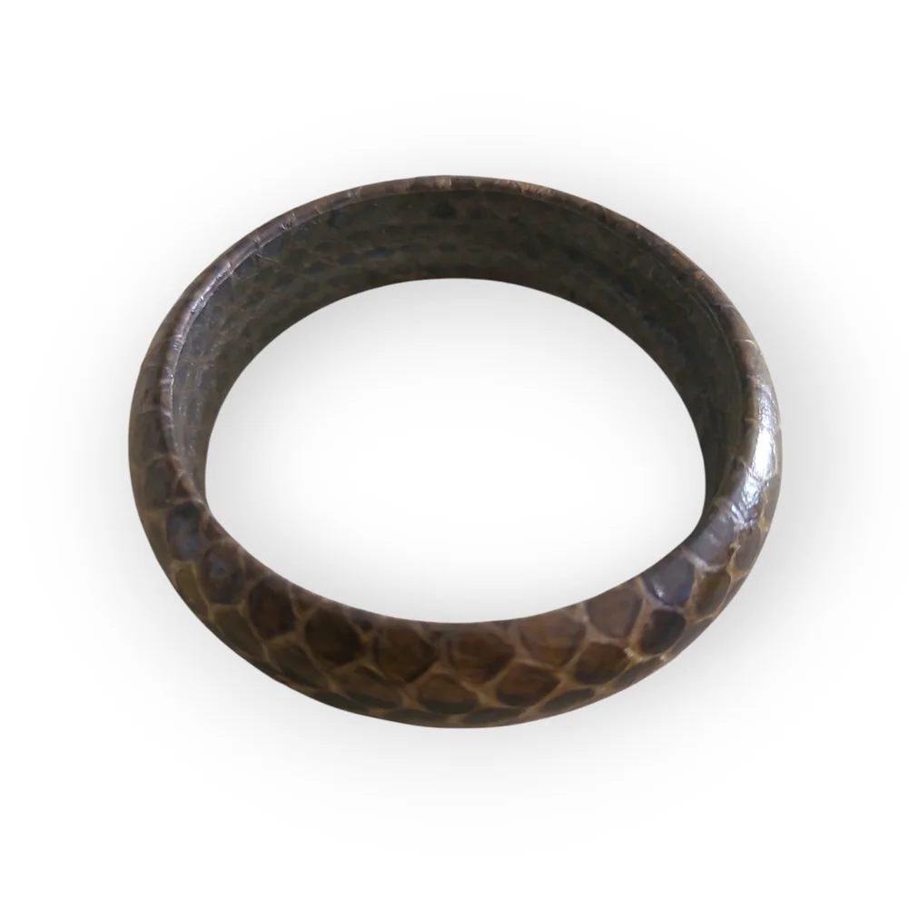 Brown Snake Skin Animal Print Chunky Bangle Bracelet Jewlery